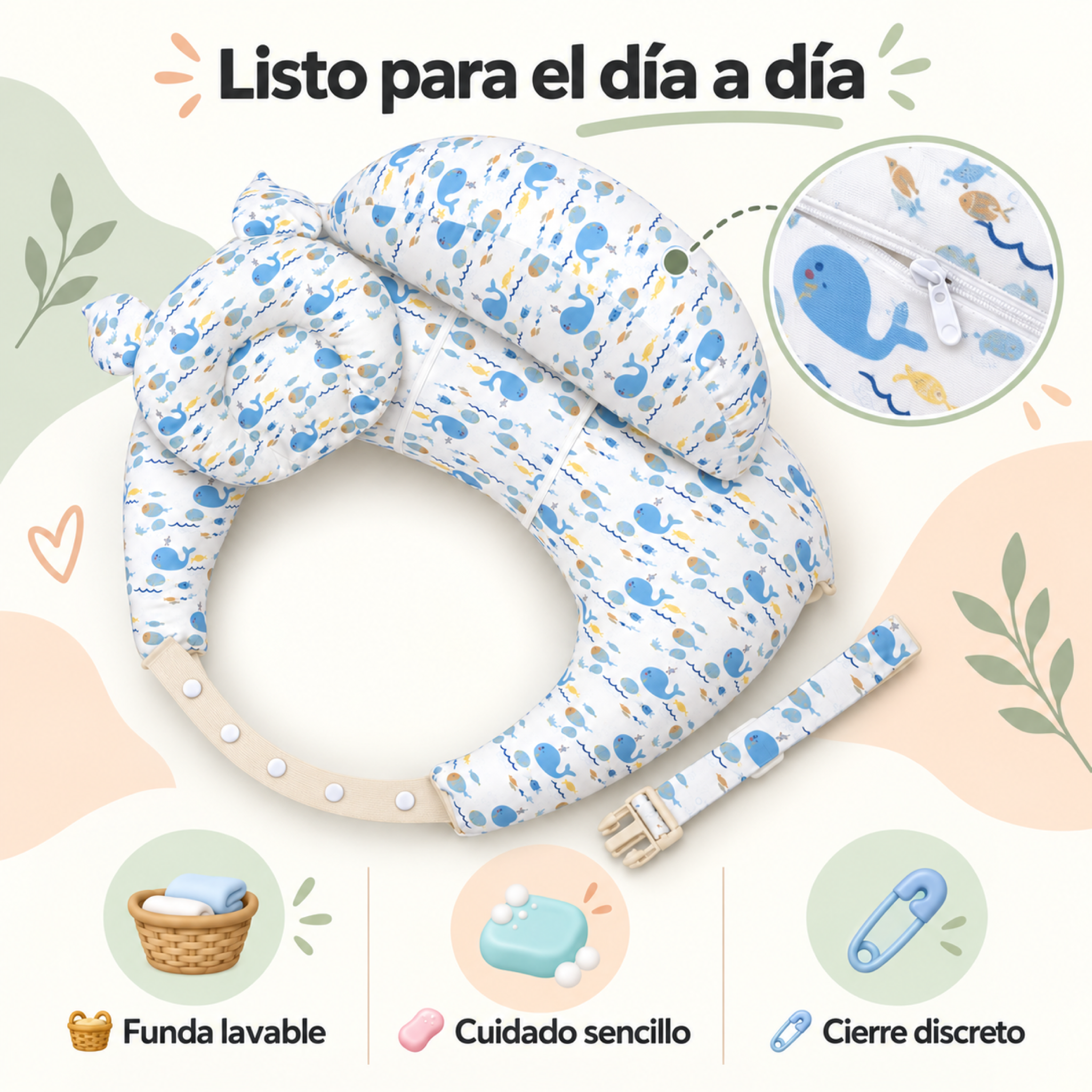 Infografía 5 de beneficios del cojín BebiNest